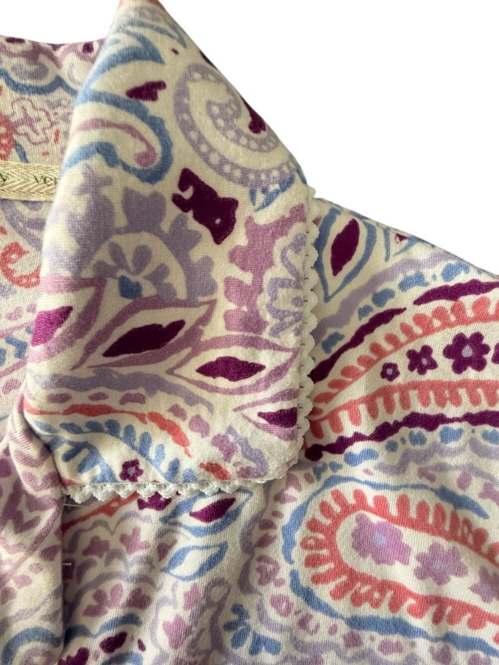 NWT Vera Bradley Paisley 2-Piece Pajama Set Button-Up Shirt Pants Large Pockets - Picture 11 of 14